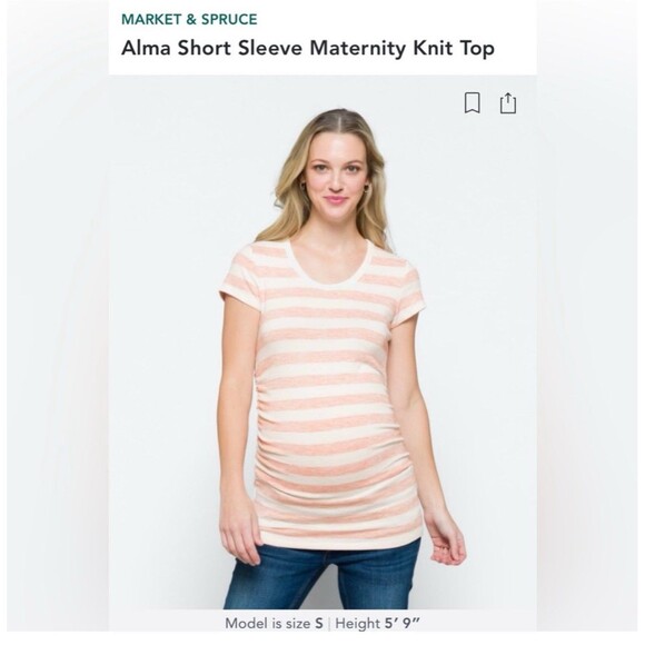 NEW Market & Spruce Stitch Fix Maternity White Peach Alma Short Sleeve small - Picture 3 of 10